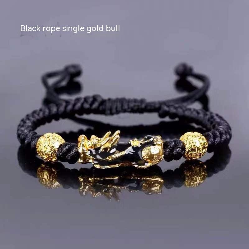 Woven Adjustable Alloy Beads Red Rope Single Gold Pi Xiu Bracelet