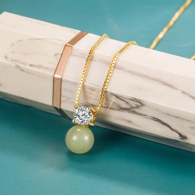 Pearl and turquoise-style necklace, product view 4