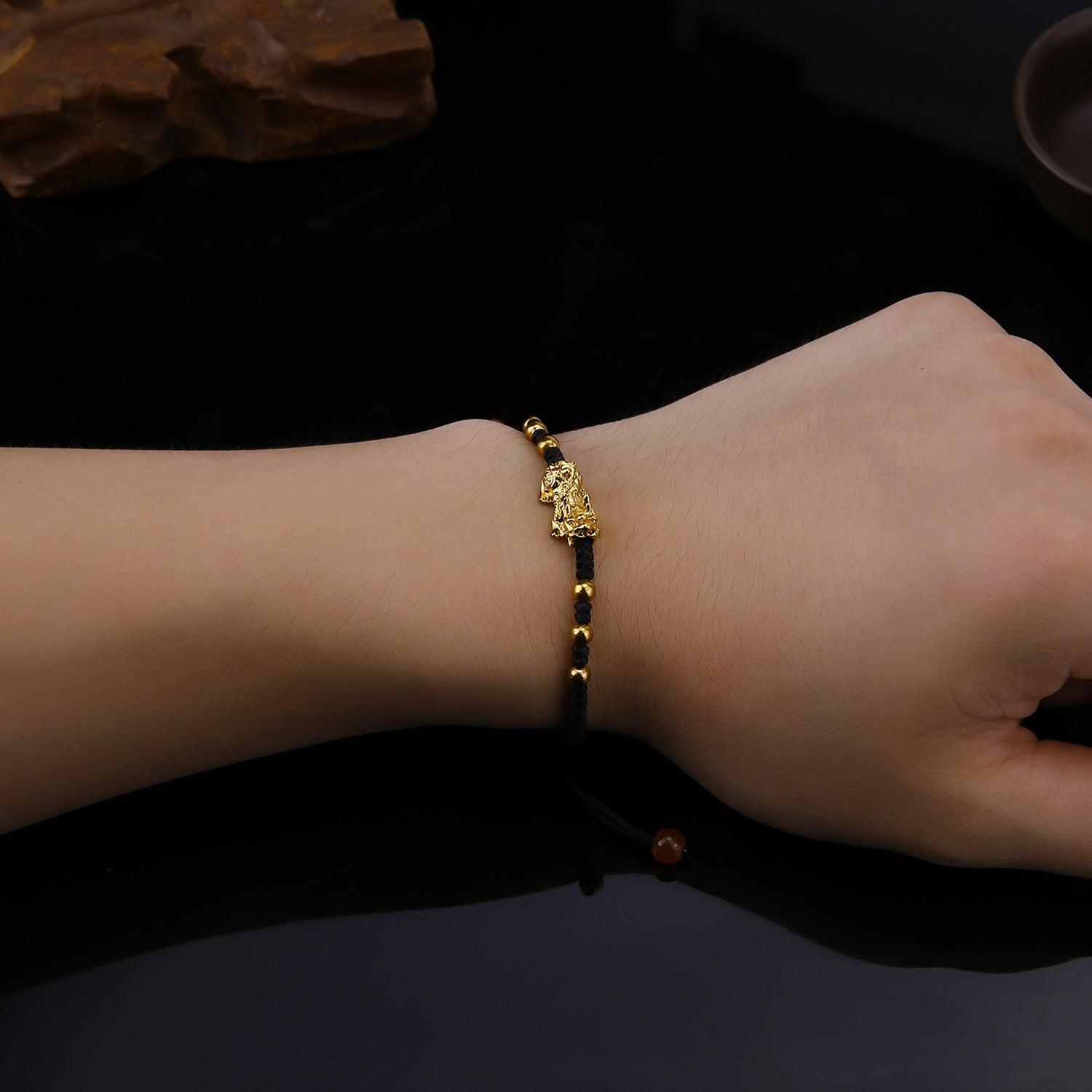 Woven Adjustable Alloy Beads Red Rope Single Gold Pi Xiu Bracelet