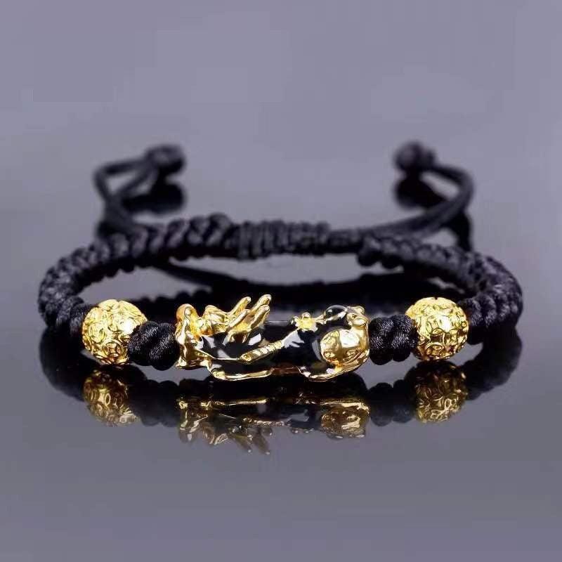 Woven Adjustable Alloy Beads Red Rope Single Gold Pi Xiu Bracelet