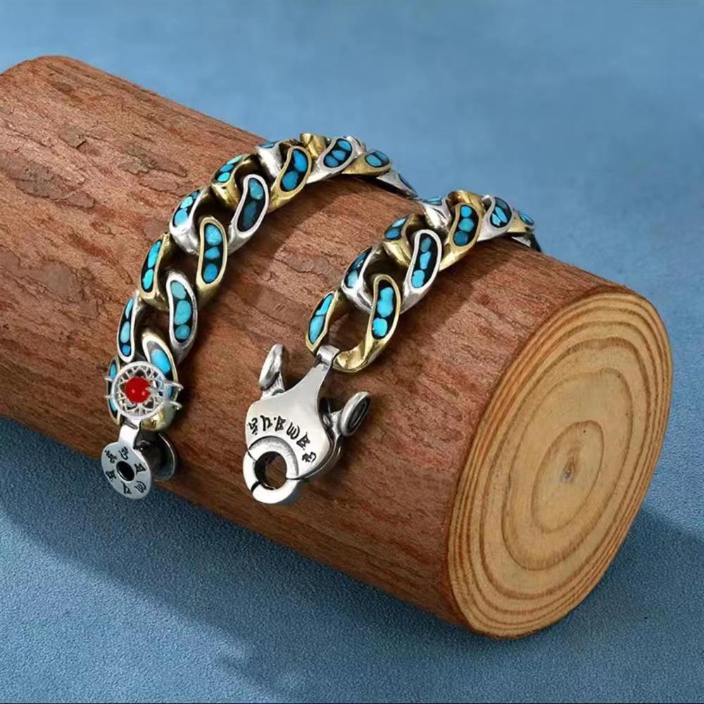 Turquoise Six Character Truth Word Nine Eye Day Bead Bracelet