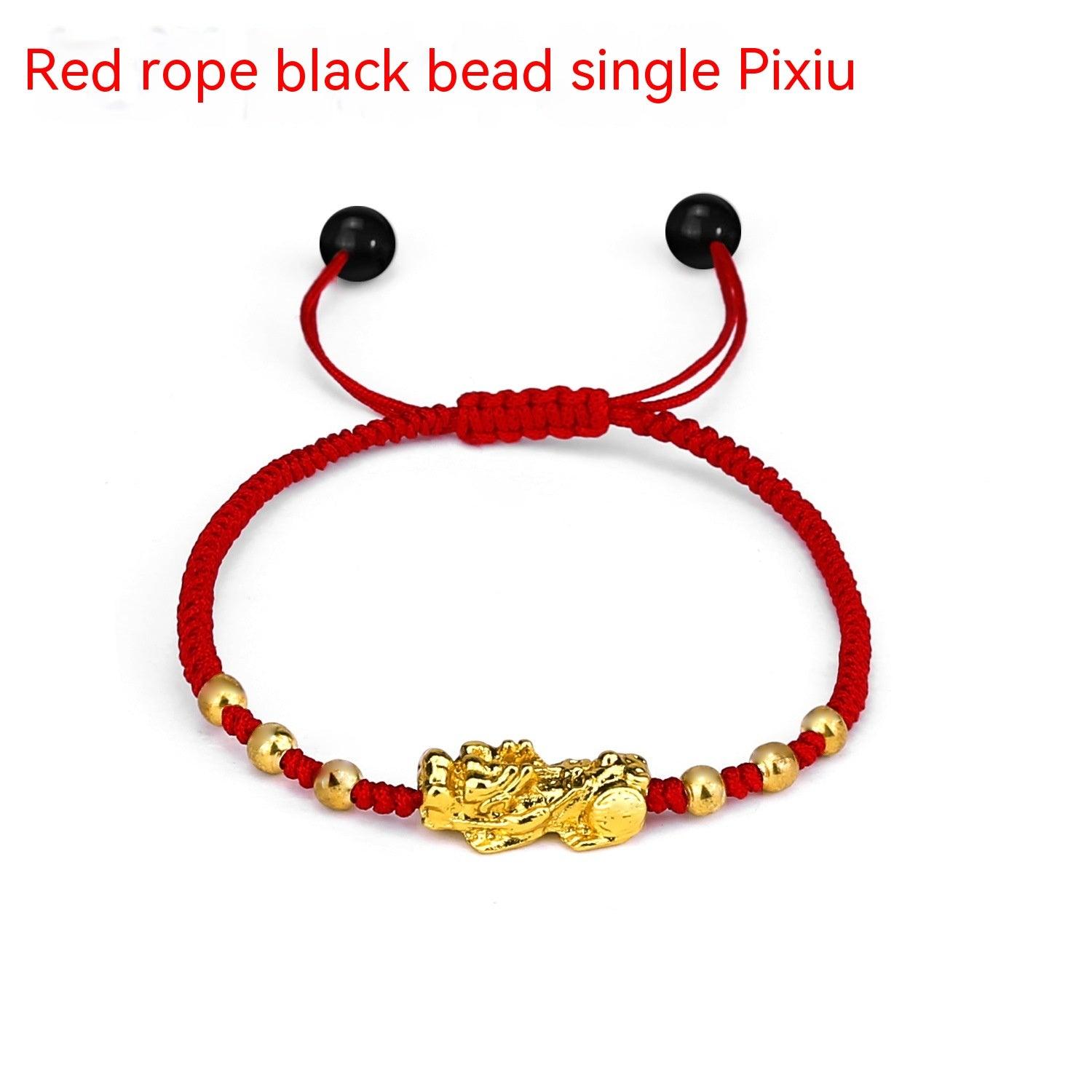 Woven Adjustable Alloy Beads Red Rope Single Gold Pi Xiu Bracelet