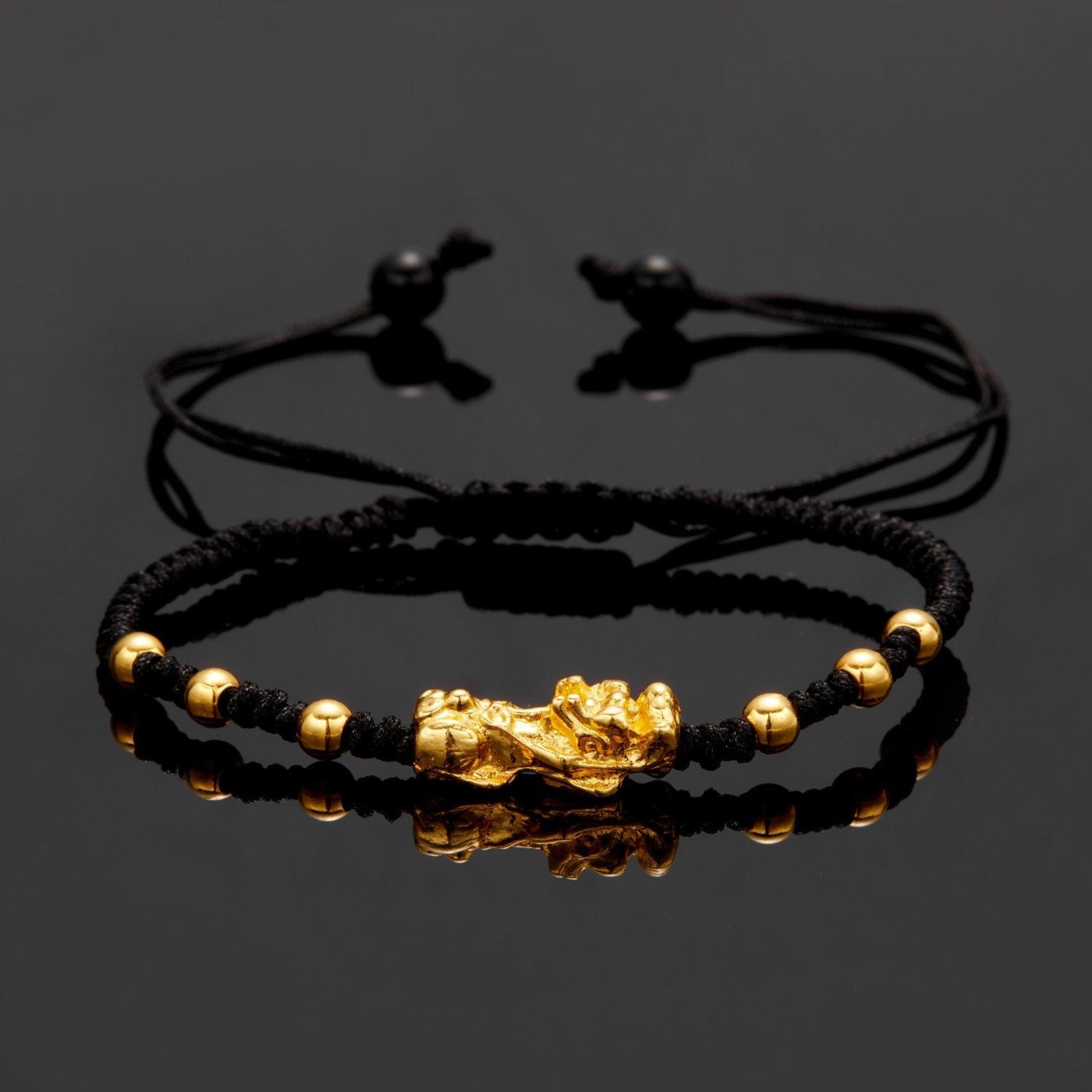 Woven Adjustable Alloy Beads Red Rope Single Gold Pi Xiu Bracelet