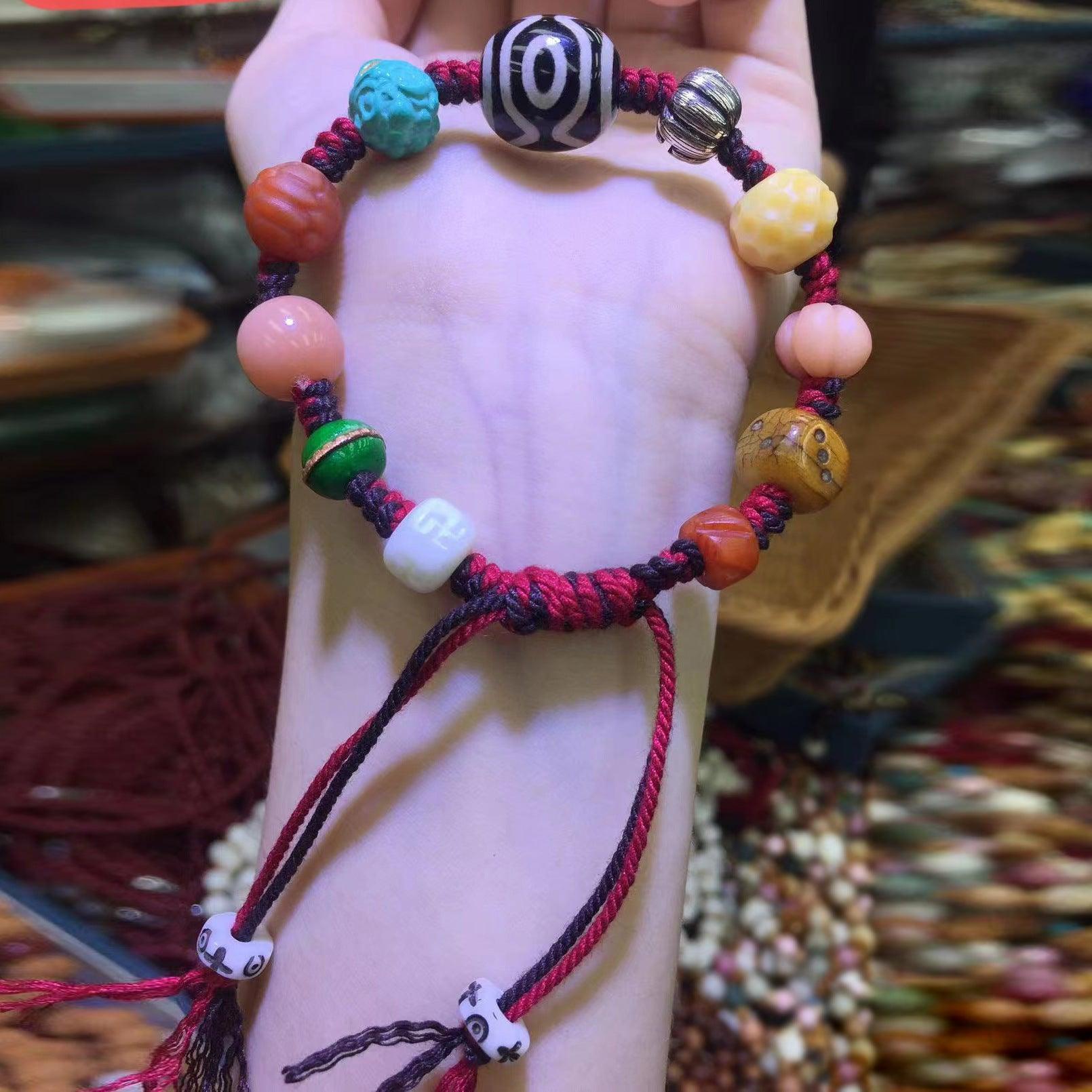 Close-up of wooden bead’s rustic texture, adding a touch of natural charm and grounding energy.