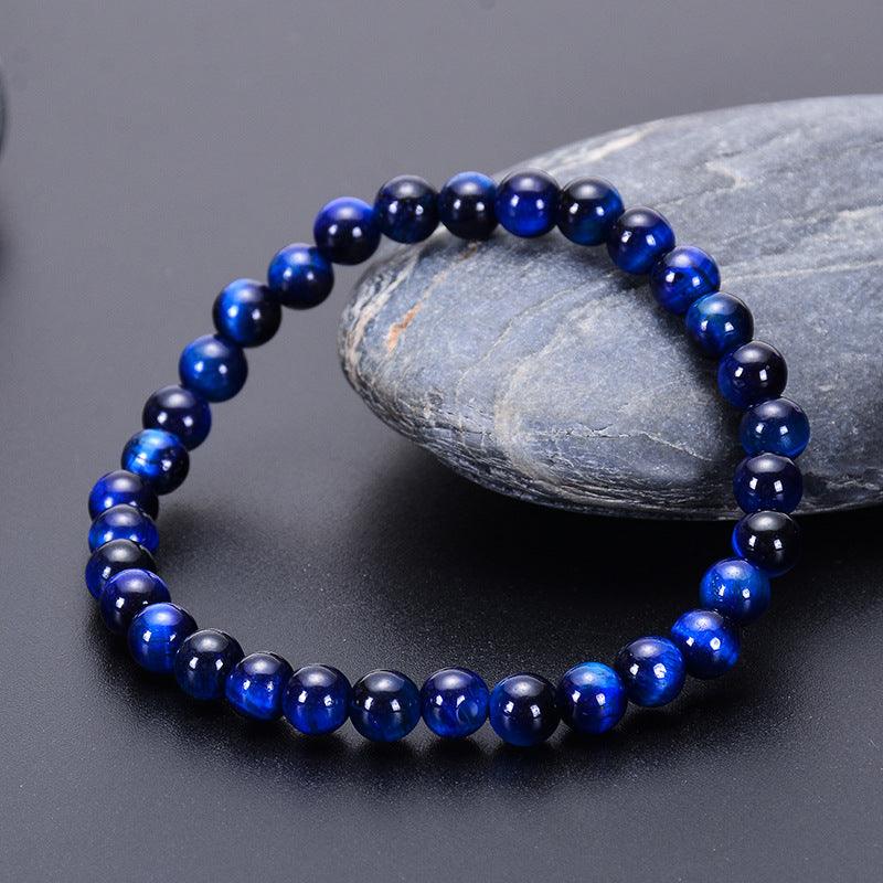 Displayed as a cultural emblem, this blue tiger eye bracelet is believed to offer protection and enhance mental clarity.