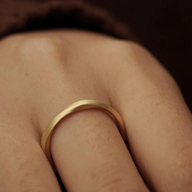 S925 Sterling Silver Gold-Plated Ring – Matte & Micro-Stone Detail