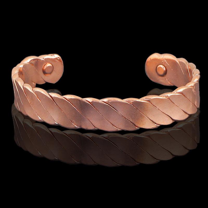 High-quality copper cuff bracelet with embedded magnets, crafted for elegance and wellness.