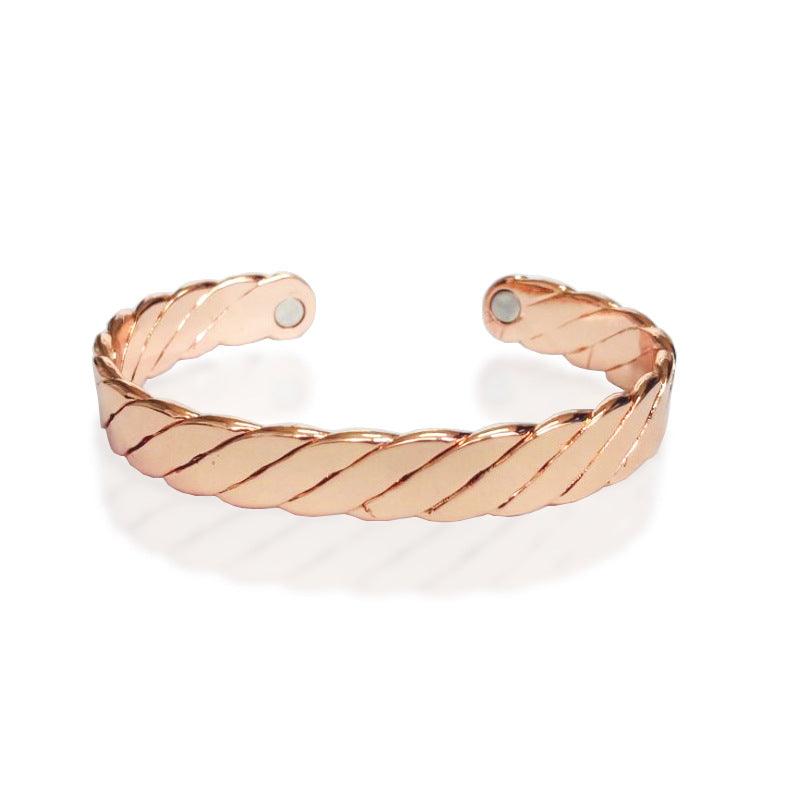 Magnetic copper bracelet with a polished finish, ideal for style and relaxation.