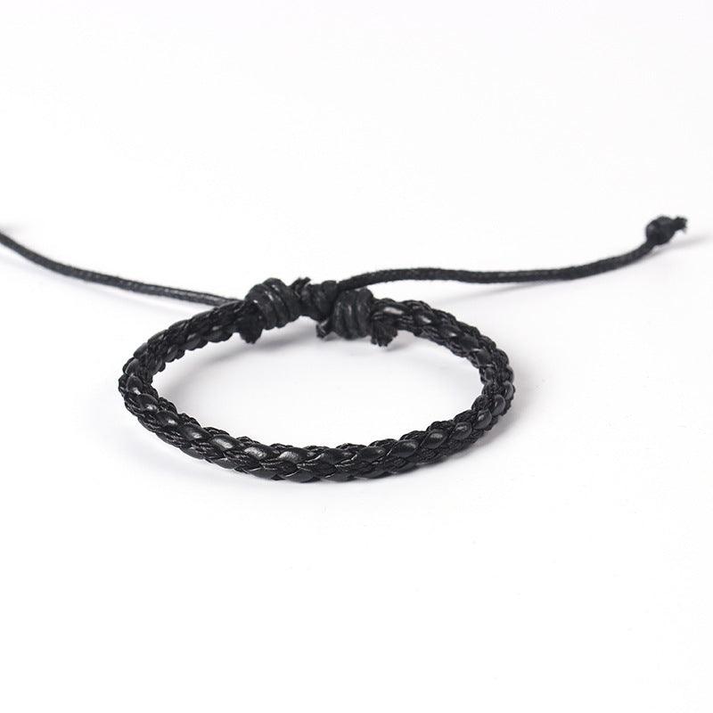 Minimalist braided leather bracelet, crafted for those who appreciate subtle style.