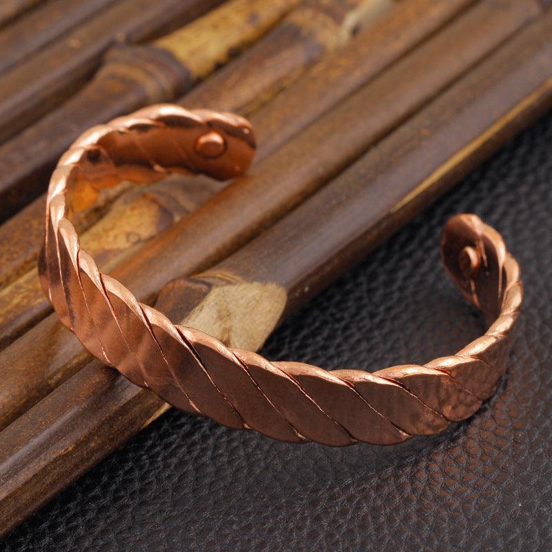 Polished copper magnetic bracelet, perfect for those seeking both style and therapeutic support.